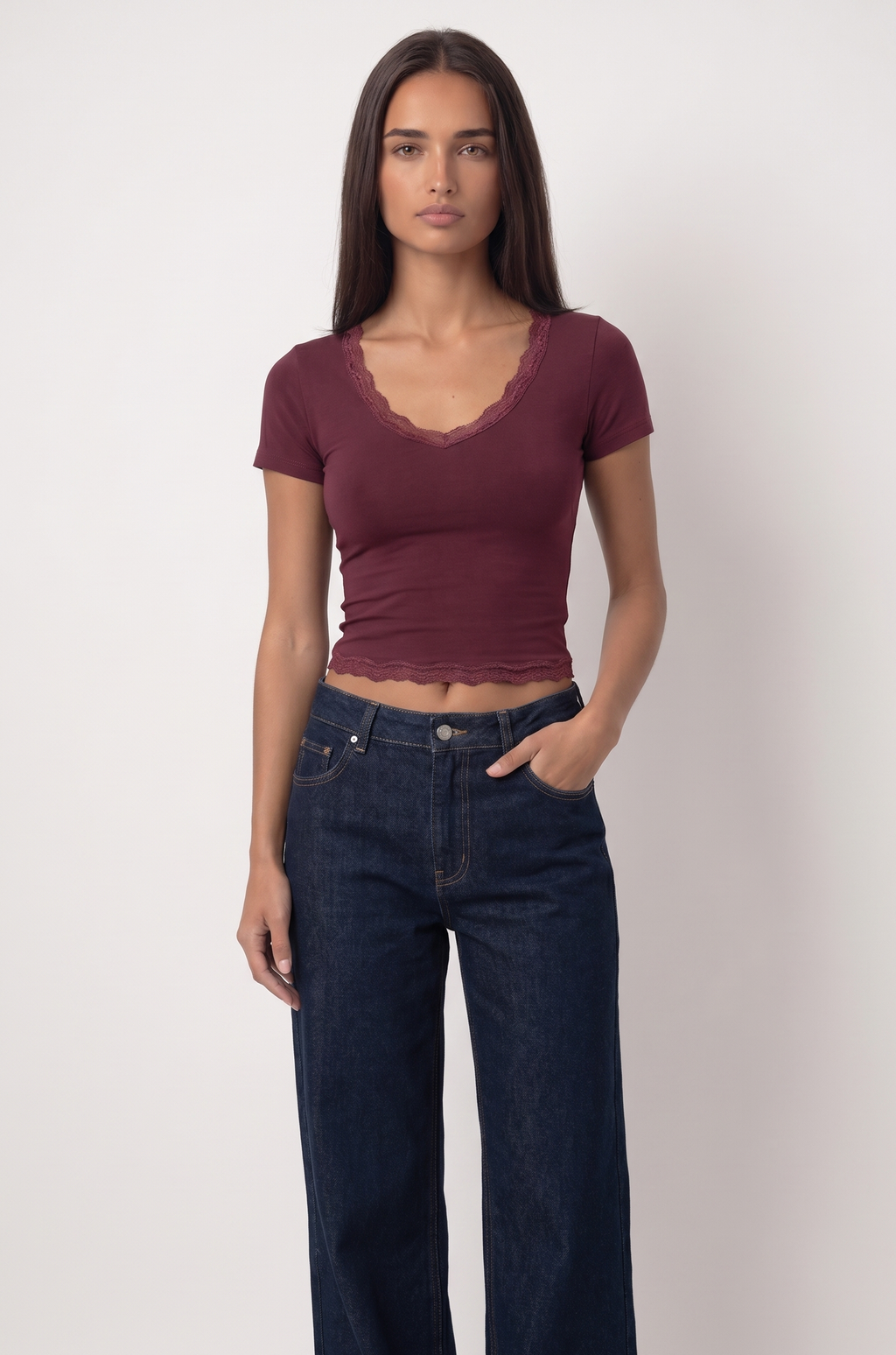 Dentelle Top — V-Neck