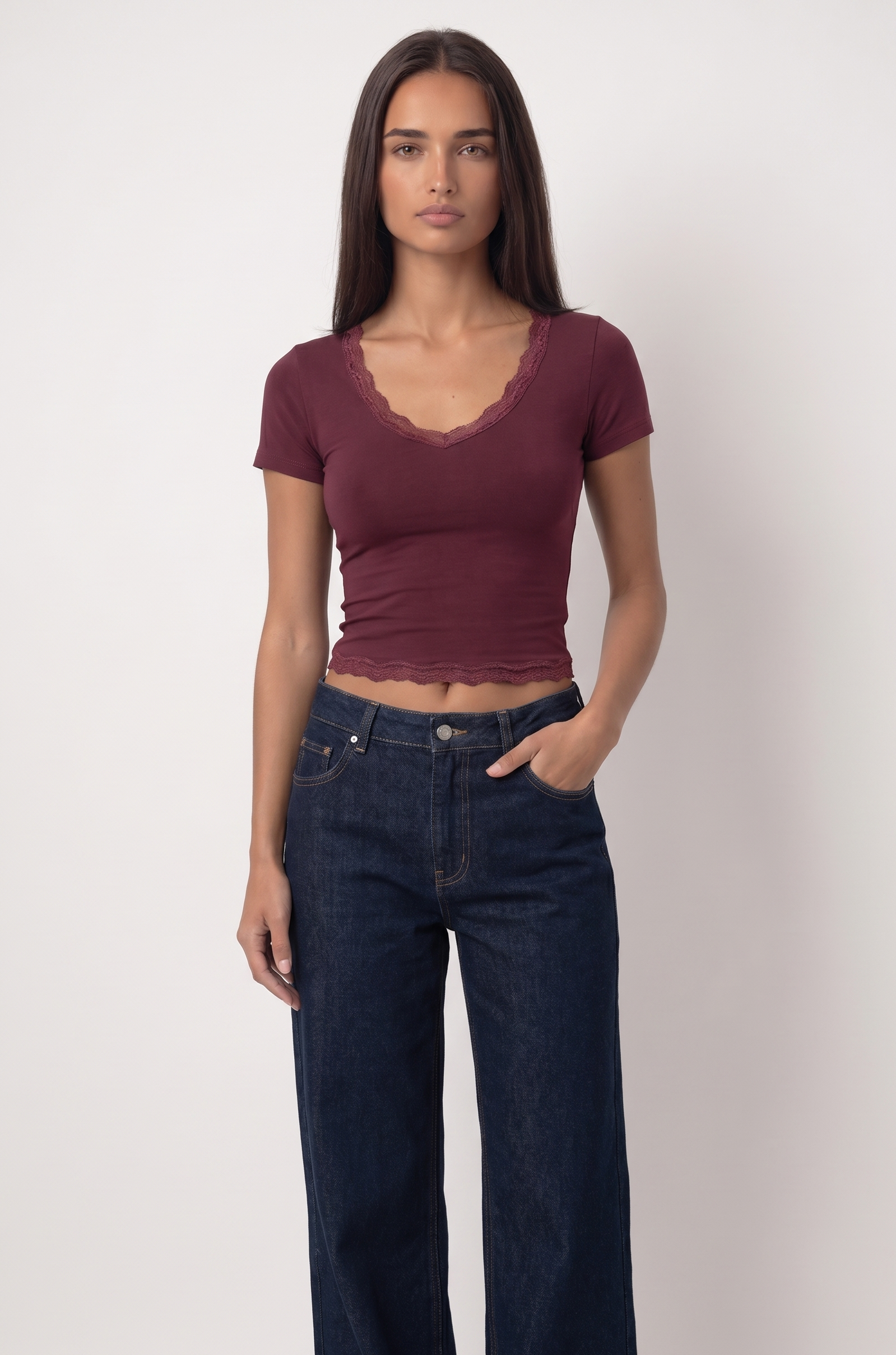 Dentelle Top — V-Neck